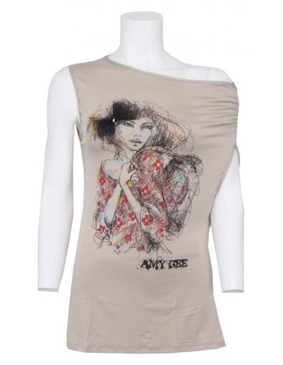 Amy Gee - lang - Beige - T-shirts