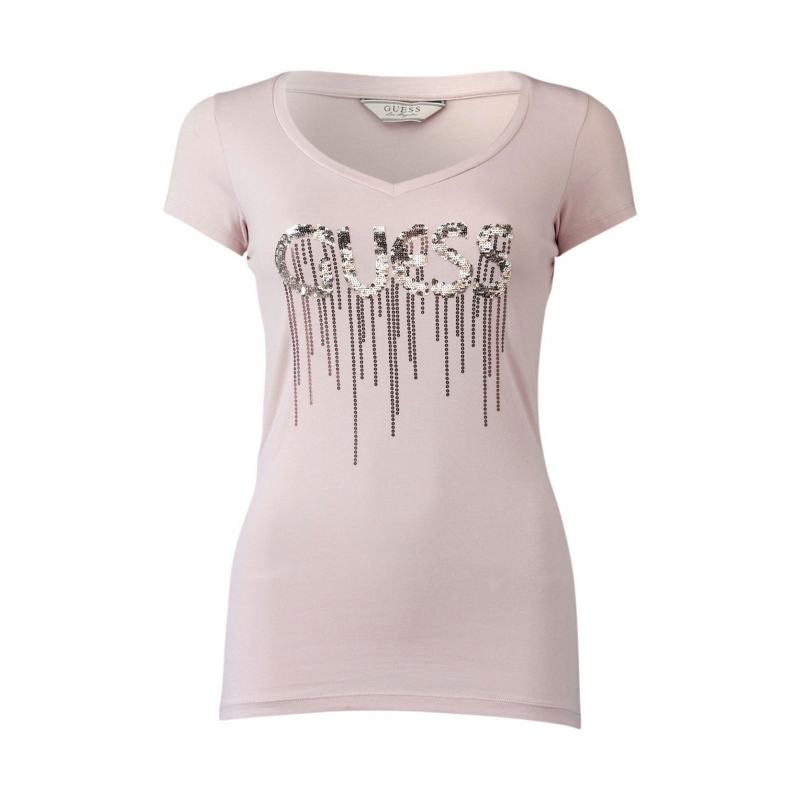 Guess Sequins Tee Roze T shirts | Online shirts Guess Sequins Tee Roze T shirts | Online shirts