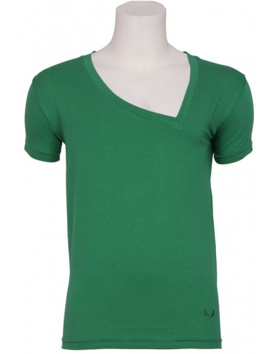 Zumo - Larione - T-shirt S/S Asy V-neck GR - Groen - T-shirts