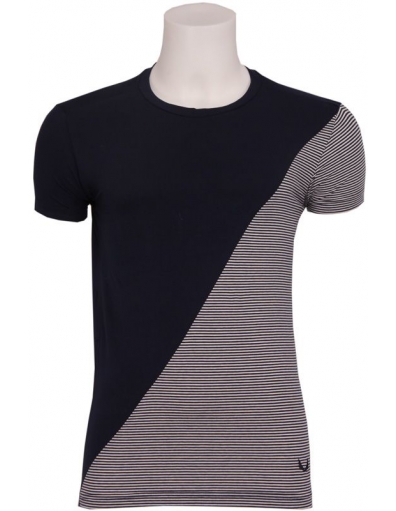 Zumo - FASCO - T-SHIRT S/S Partially Stripe - Blauw - T-shirts