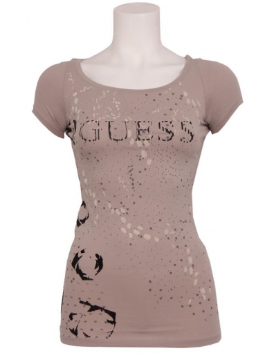 Guess - SS BN DOT & ROSES TE - Beige - T-shirts