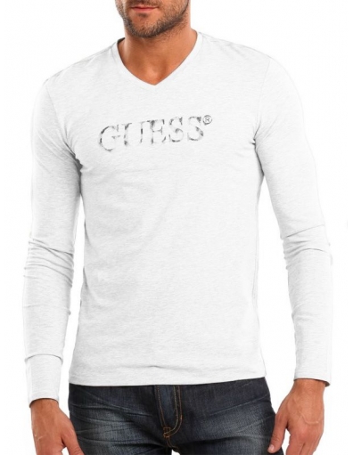 Guess - Longsleeve Logo  - Wit - T-shirts